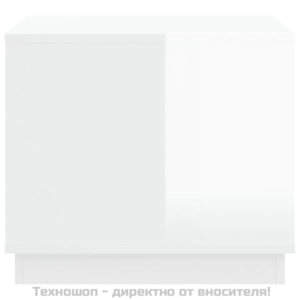 Кафе маса, бял гланц, 51x50x44 см, инженерно дърво