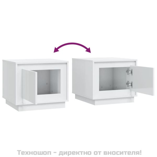 Кафе маса, бял гланц, 51x50x44 см, инженерно дърво