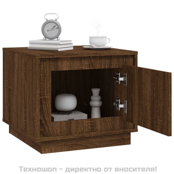 Кафе маса, кафяв дъб, 51x50x44 см, инженерно дърво