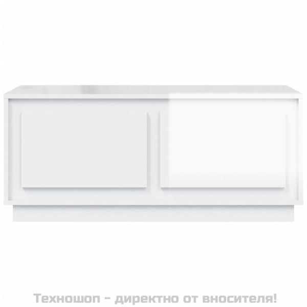 Кафе маса, бял гланц, 102x50x44 см, инженерно дърво