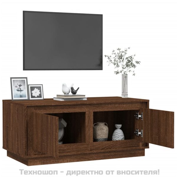 Кафе маса, кафяв дъб, 102x50x44 см, инженерно дърво