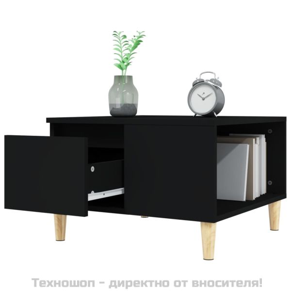 Кафе маса, черна, 55x55x36,5 см, инженерно дърво