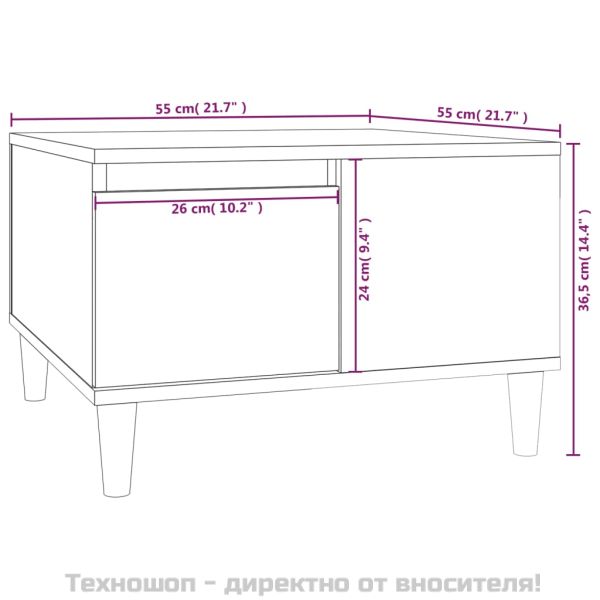 Кафе маса, черна, 55x55x36,5 см, инженерно дърво