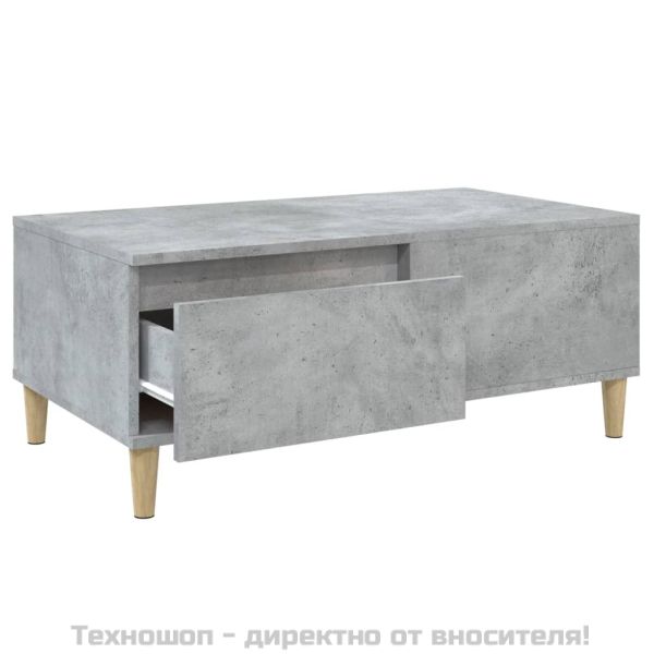 Маса за кафе, бетонно сива, 90x50x36,5 см, инженерно дърво