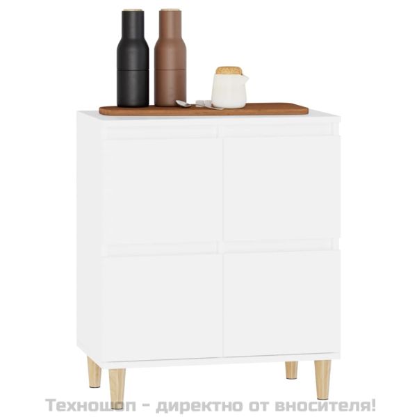 Сайдборд, бял, 60x35x70 см, инженерно дърво