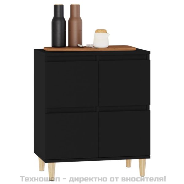 Сайдборд, черен, 60x35x70 см, инженерно дърво