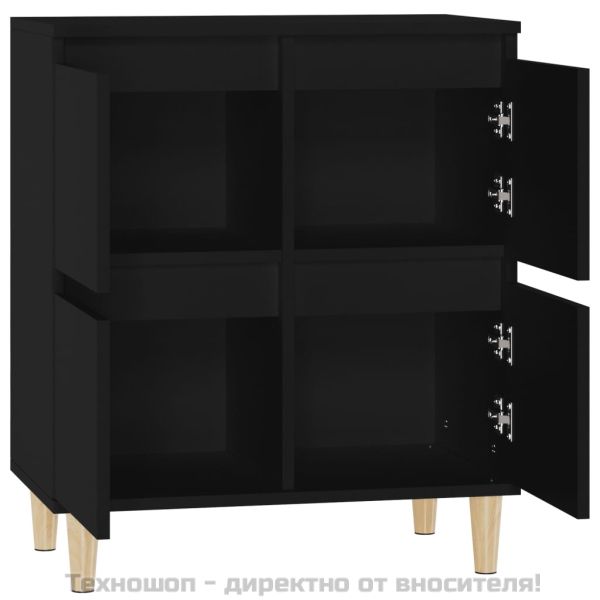 Сайдборд, черен, 60x35x70 см, инженерно дърво