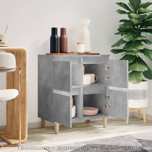 Сайдборд, бетонно сив, 60x35x70 см, инженерно дърво