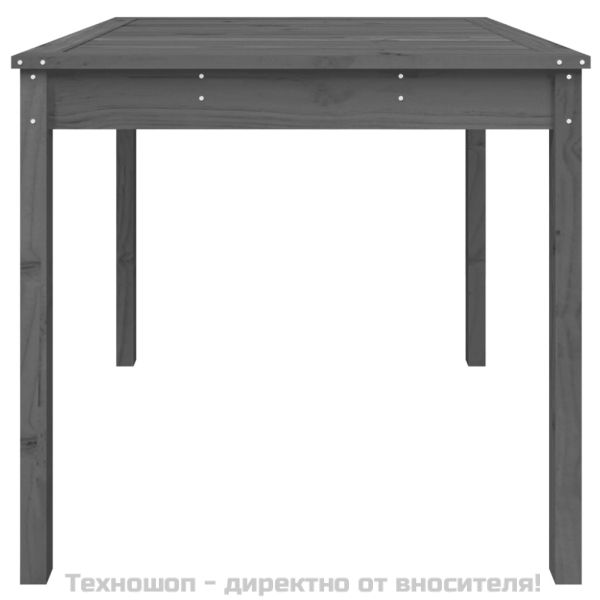 Градинска маса, сива, 82,5x82,5x76 см, борово дърво масив