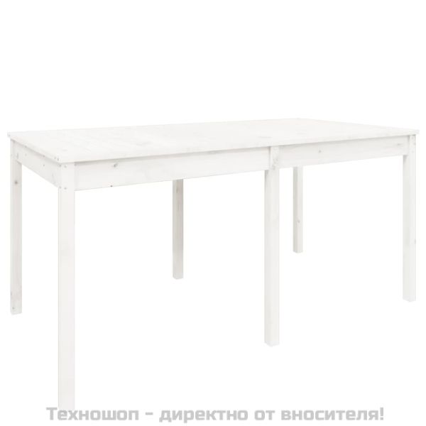 Градинска маса, бяла 159,5x82,5x76 см, борово дърво масив