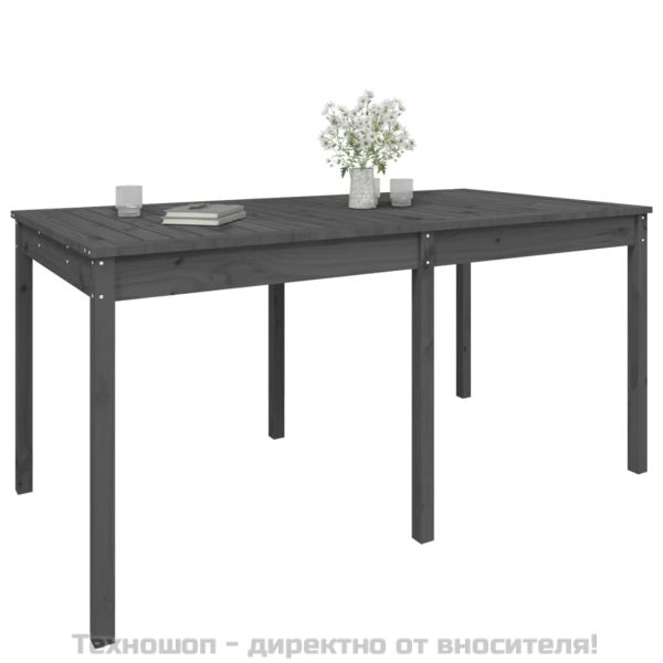 Градинска маса, сива, 159,5x82,5x76 см, борово дърво масив