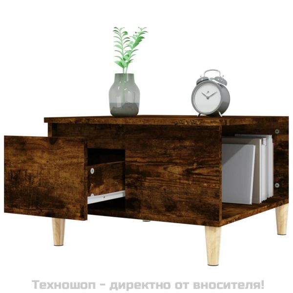 Кафе маса, опушен дъб, 55x55x36,5 см, инженерно дърво