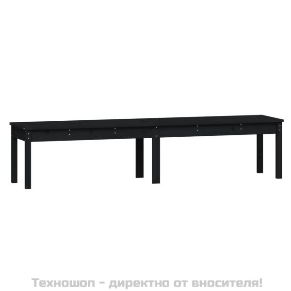 2-местна градинска пейка, черна, 203,5x44x45 см, бор масив