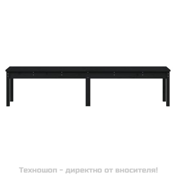 2-местна градинска пейка, черна, 203,5x44x45 см, бор масив