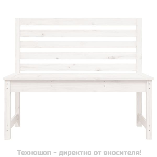Градинска пейка, бяла, 109 см, борово дърво масив