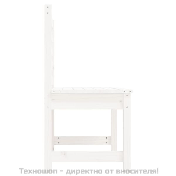 Градинска пейка, бяла, 109 см, борово дърво масив