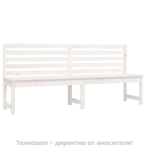 Градинска пейка, бяла, 201,5 см, борово дърво масив