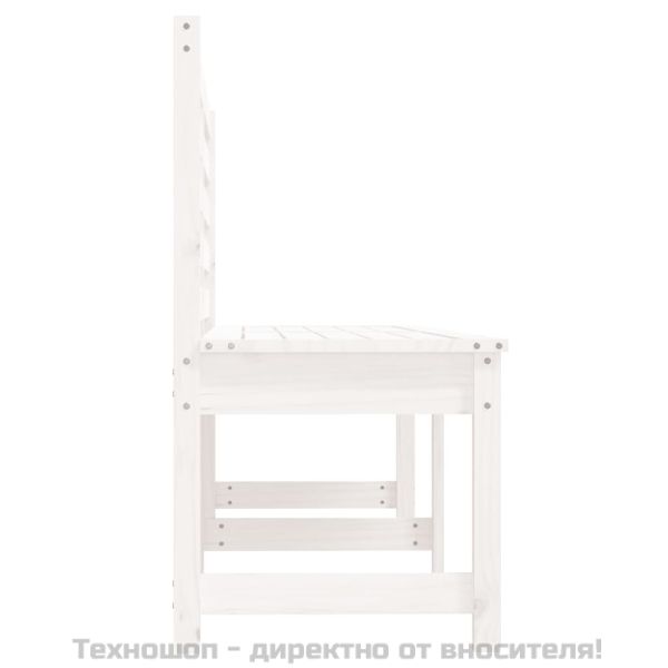 Градинска пейка, бяла, 201,5 см, борово дърво масив