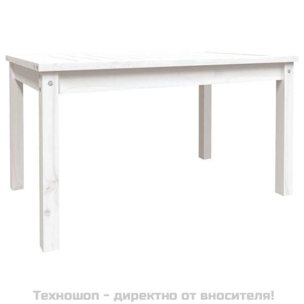 Градинска маса, бяла, 82,5x50,5x45 см, борово дърво масив