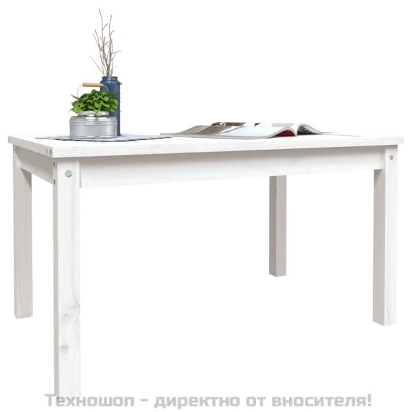 Градинска маса, бяла, 82,5x50,5x45 см, борово дърво масив