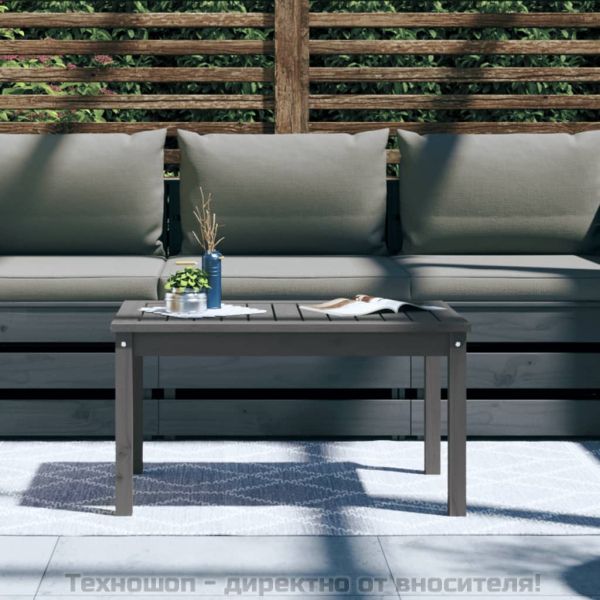 Градинска маса, сива, 82,5x50,5x45 см, борово дърво масив