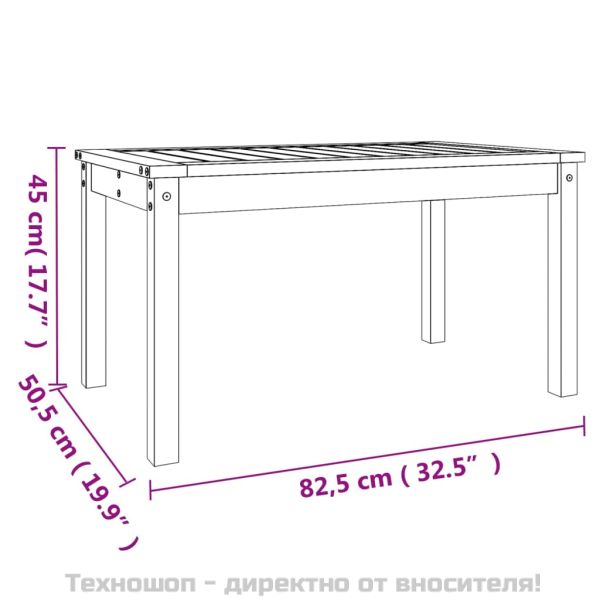 Градинска маса, сива, 82,5x50,5x45 см, борово дърво масив
