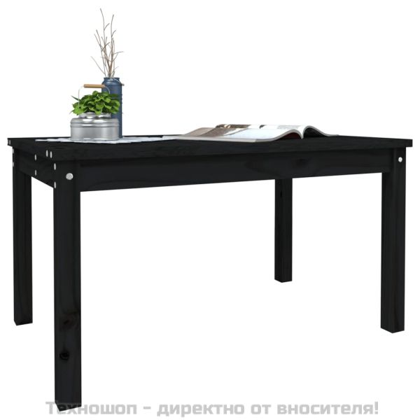 Градинска маса черна 82,5x50,5x45 см масивна борова дървесина