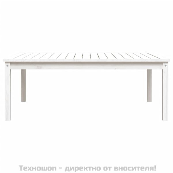 Градинска маса, бяла 121x82,5x45 см, борово дърво масив