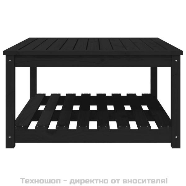 Градинска маса черна 82,5x82,5x45 см масивна борова дървесина