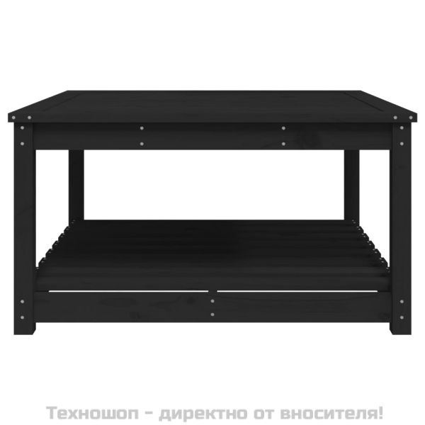 Градинска маса черна 82,5x82,5x45 см масивна борова дървесина