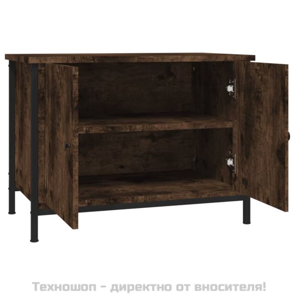 ТВ шкаф с врати, oпушен дъб, 60x35x45 см, инженерно дърво