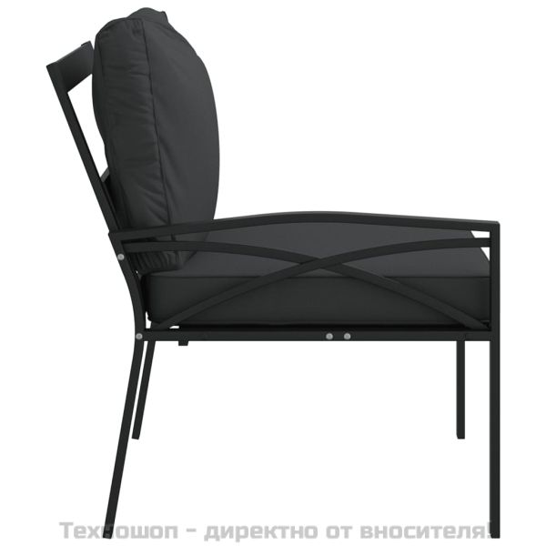 Градински столове със сиви възглавници 2 бр 62x75x79 см стомана
