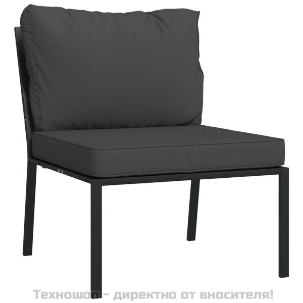 Градински столове със сиви възглавници 2 бр 60x74x79 см стомана