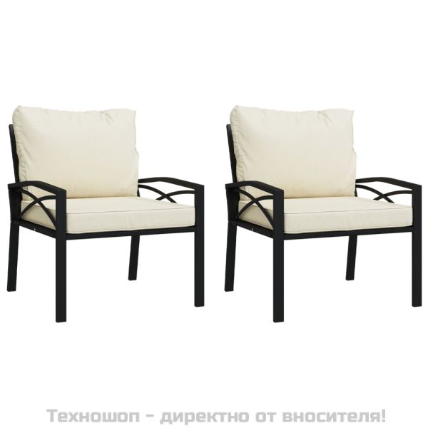 Градински столове с пясъчни възглавници 2 бр 68x76x79см стомана
