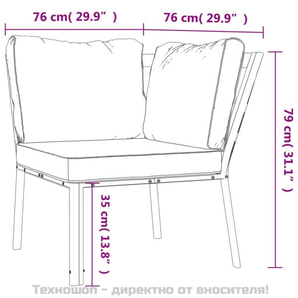 Градински стол с пясъчни възглавници, 76x76x79 см, стомана