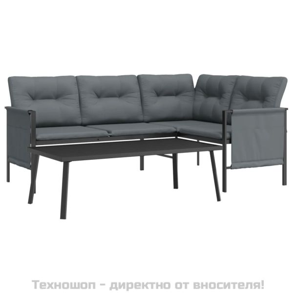 Градински лаундж комплект от 2 части, антрацит, стомана