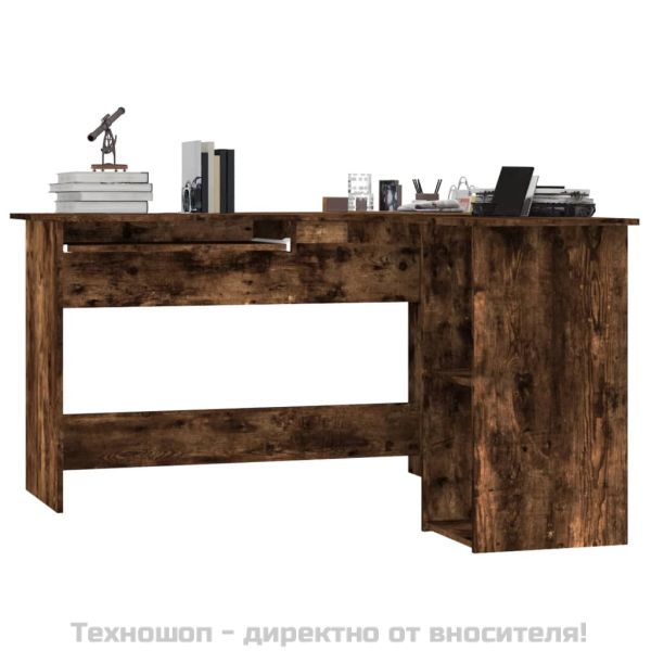 Ъглово бюро, опушен дъб, 120x140x75 см, инженерно дърво