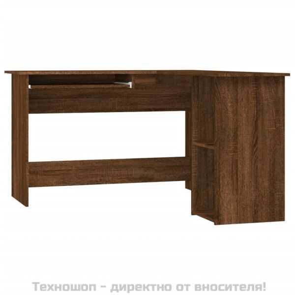 Ъглово бюро, кафяв дъб, 120x140x75 см, инженерно дърво