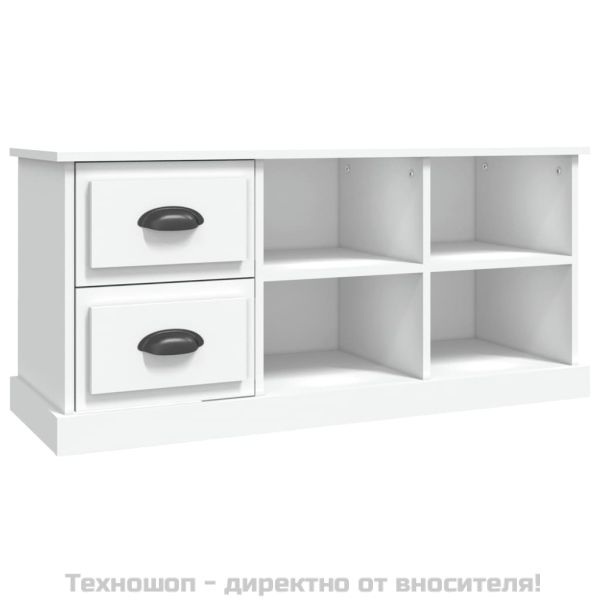 ТВ шкаф, бял, 102x35,5x47,5 см, инженерно дърво