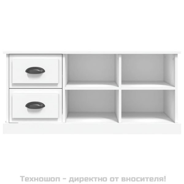 ТВ шкаф, бял, 102x35,5x47,5 см, инженерно дърво