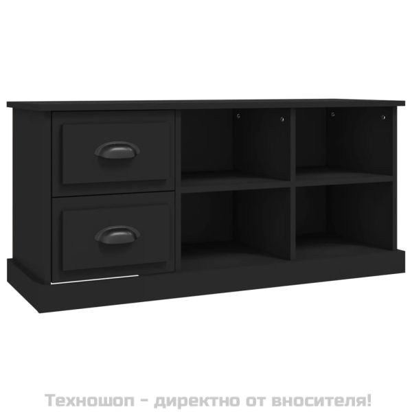 ТВ шкаф, черен, 102x35,5x47,5 см, инженерно дърво