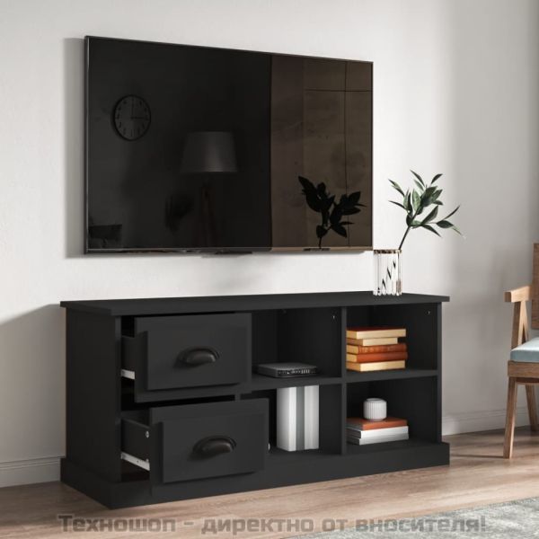 ТВ шкаф, черен, 102x35,5x47,5 см, инженерно дърво