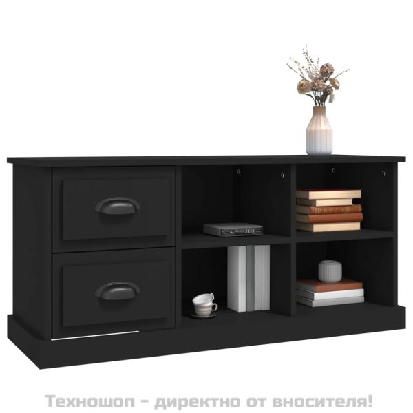 ТВ шкаф, черен, 102x35,5x47,5 см, инженерно дърво