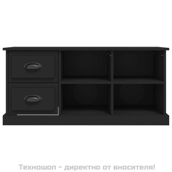 ТВ шкаф, черен, 102x35,5x47,5 см, инженерно дърво