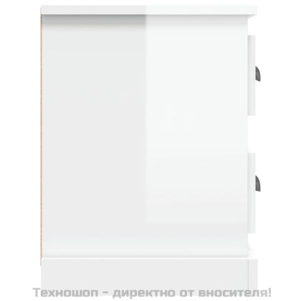 ТВ шкаф бял гланц 102x35,5x47,5 см инженерно дърво