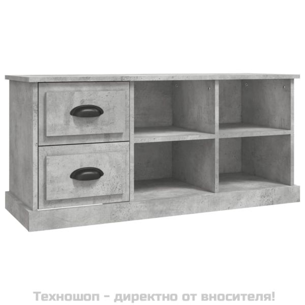 ТВ шкаф, бетонно сиво, 102x35,5x47,5 см, инженерно дърво
