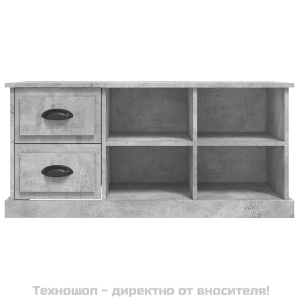 ТВ шкаф, бетонно сиво, 102x35,5x47,5 см, инженерно дърво