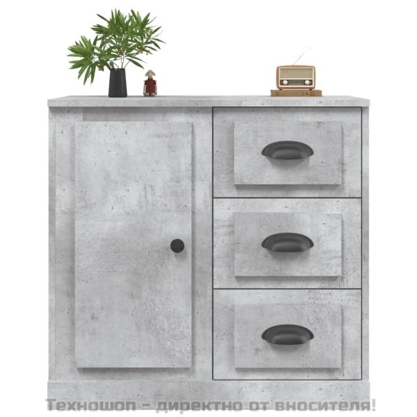 Сайдборд, бетонно сив, 70x35,5x67,5 см, инженерно дърво