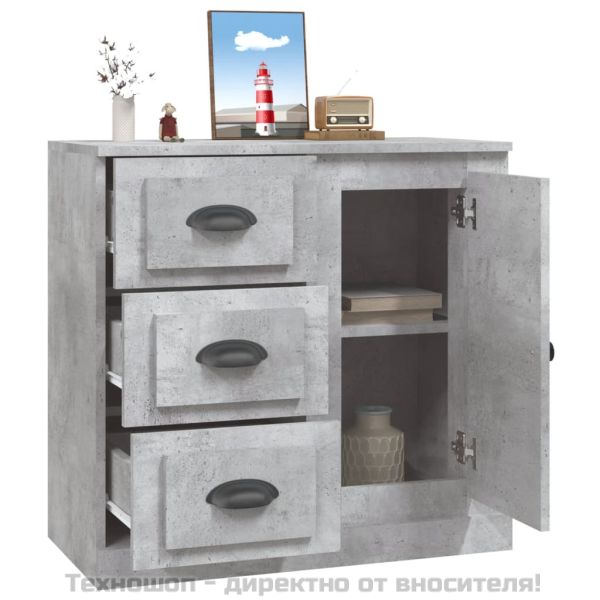 Сайдборд, бетонно сив, 70x35,5x67,5 см, инженерно дърво