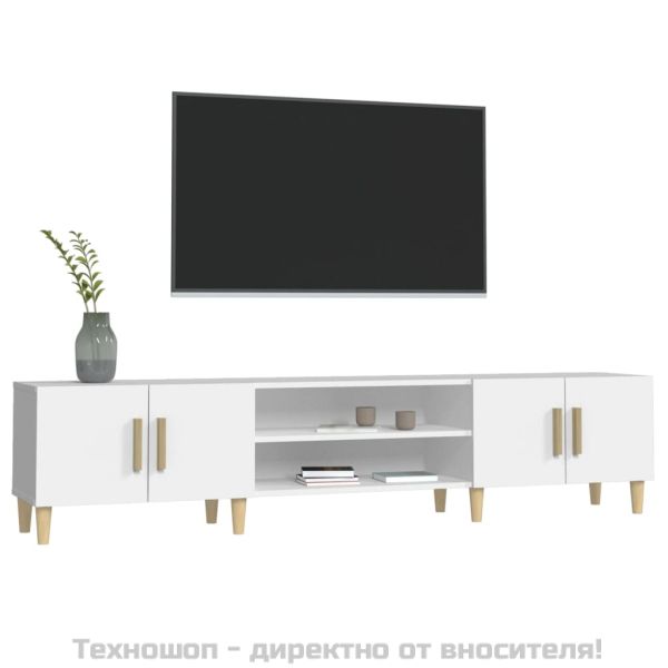 ТВ шкаф, бял, 180x31,5x40 см, инженерно дърво